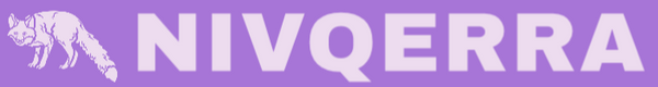 NIVQERRA logo with a fox icon on a purple background