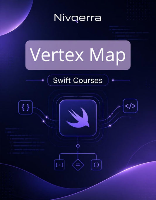 Nivqerra Vertex Map Swift Courses with programming symbols on a dark background